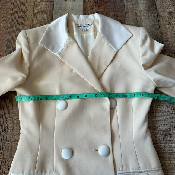 Christian Dior Womens Cream Double-Breasted Blazer & Skirt Set Size 8 - Picture 12 of 16